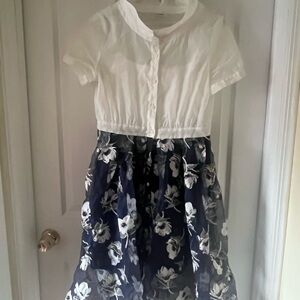 Floral Navy and White Kids Dress